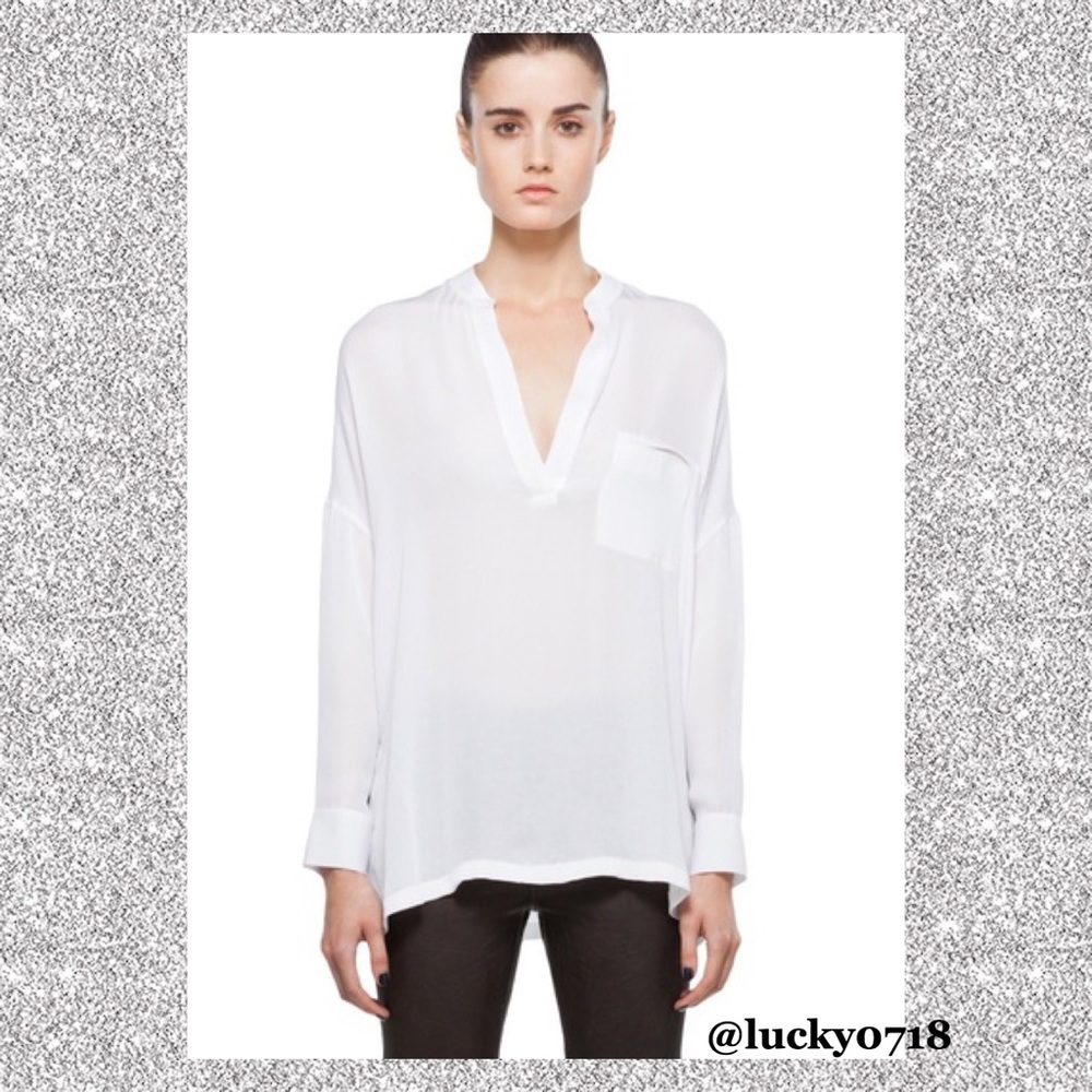 Vince NWOT Ivory Silk Half Placket Blouse Sz S